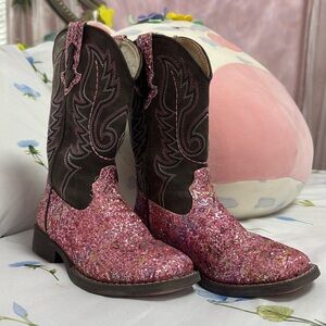 Roper little kids cowgirl boots sparkly pink size 13 in excellent condition!